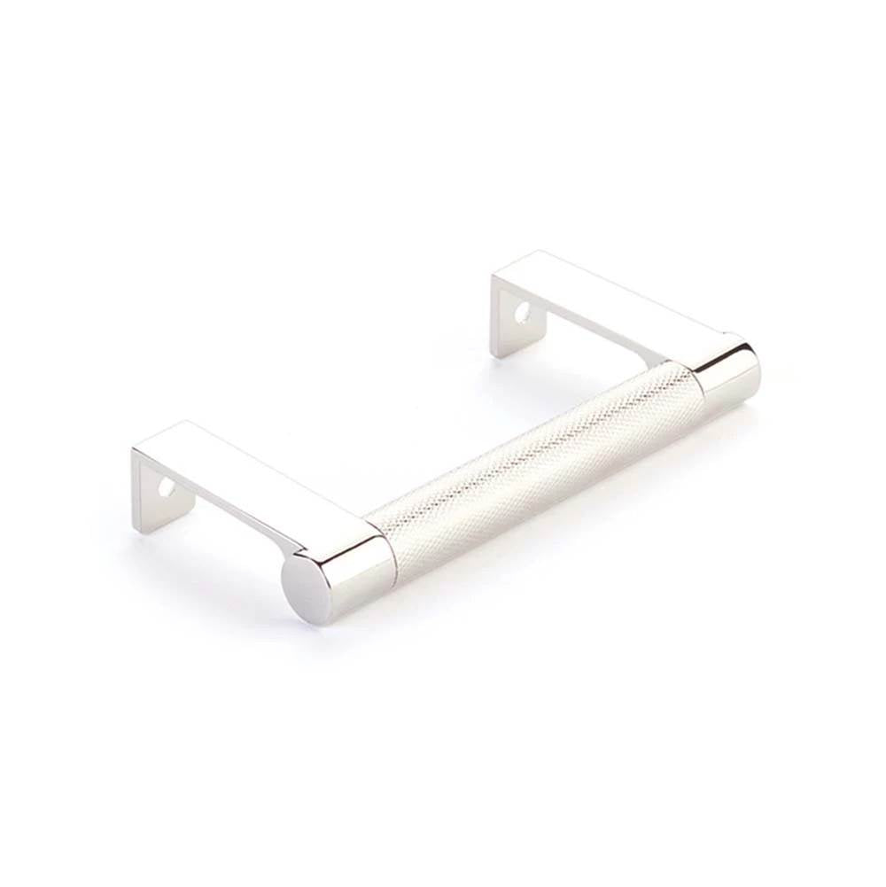 Emtek - SELECT Cabinet Edge Pull 3-3/4'' c-to-c, Round Edge Stem US14, Knurled Bar US14 - Polished Nickel