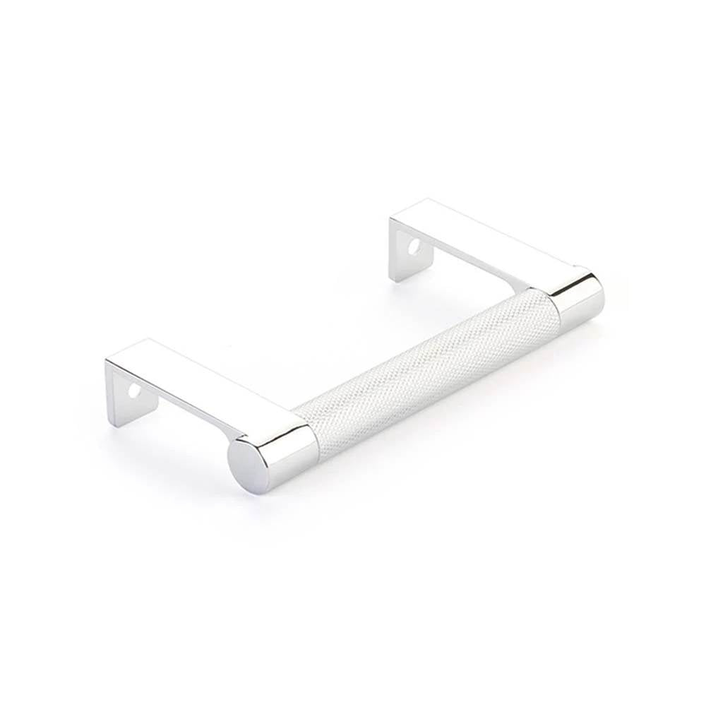 Emtek - SELECT Cabinet Edge Pull 3-3/4'' c-to-c, Round Edge Stem US26, Knurled Bar US26 - Polished Chrome