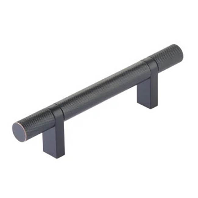 Emtek - Select Cabinet Pull 3-1/2'' C-C, Rectangular Bar Stem US10B, Knurled Bar US10B - Oil Rubbed Bronze,Oil Rubbed Bronze