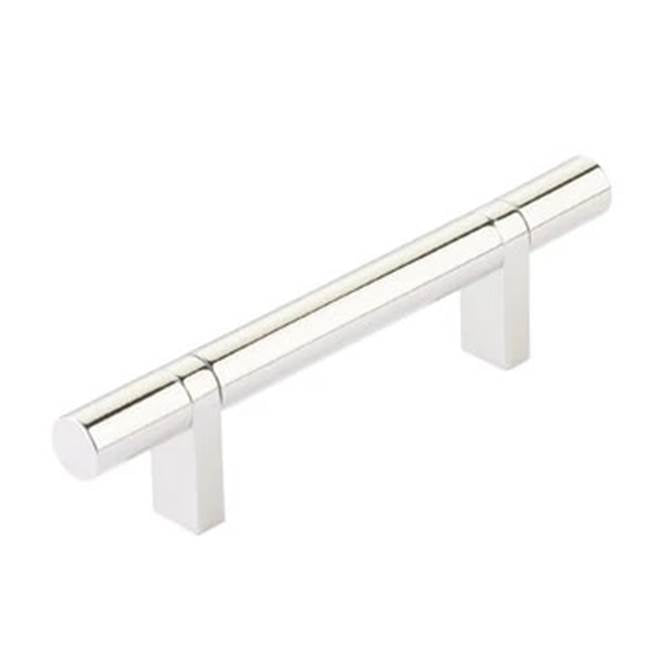 Emtek - Select Cabinet Pull 3-1/2'' C-C, Rectangular Bar Stem US14, Smooth Bar US14 - Polished Nickel Lifetime,Polished Nickel Lifetime
