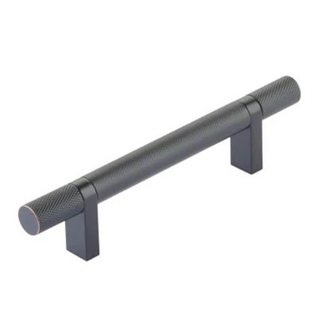 Emtek - Select Cabinet Pull 4'' C-C, Rectangular Bar Stem US10B, Knurled Bar US10B - Oil Rubbed Bronze,Oil Rubbed Bronze