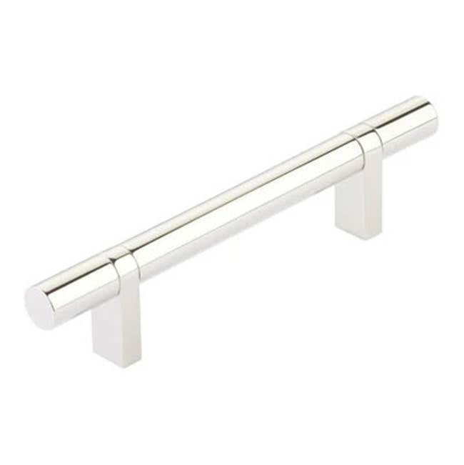 Emtek - Select Cabinet Pull 4'' C-C, Rectangular Bar Stem US14, Smooth Bar US14 - Polished Nickel Lifetime,Polished Nickel Lifetime