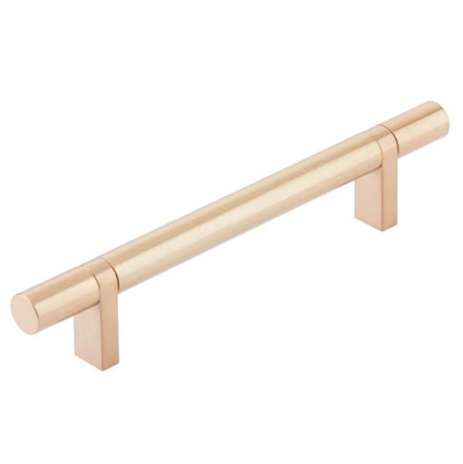 Emtek - Select Cabinet Pull 5'' C-C, Rectangular Bar Stem Satin Copper, Smooth Bar Satin Copper - Satin Copper,Satin Copper