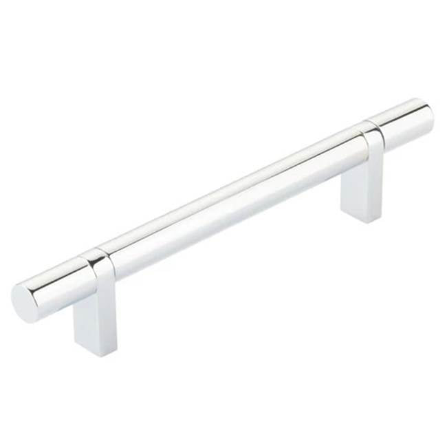 Emtek - Select Cabinet Pull 5'' C-C, Rectangular Bar Stem US26, Smooth Bar US26 - Polished Chrome,Polished Chrome