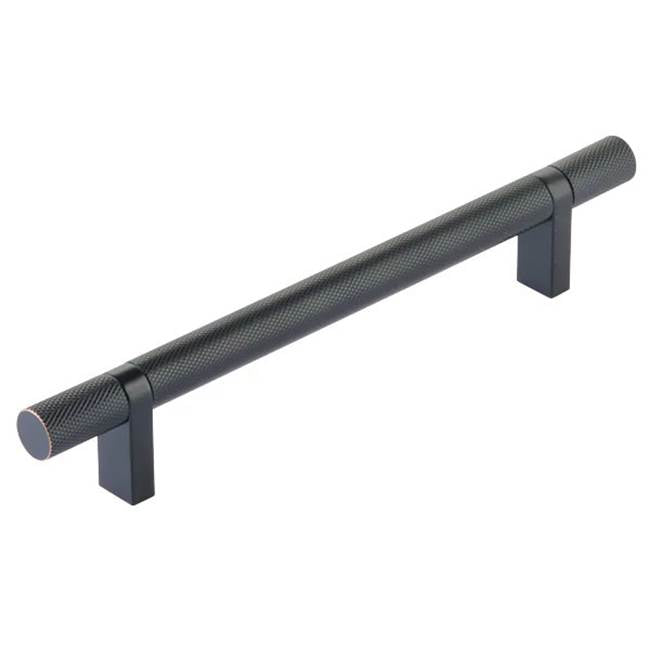 Emtek - Select Cabinet Pull 6'' C-C, Rectangular Bar Stem US10B, Knurled Bar US10B - Oil Rubbed Bronze,Oil Rubbed Bronze