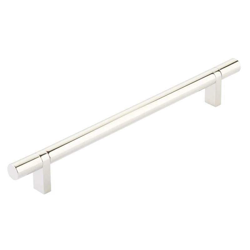Emtek - Select Cabinet Pull 8'' C-C, Rectangular Bar Stem US14, Smooth Bar US14 - Polished Nickel Lifetime,Polished Nickel Lifetime