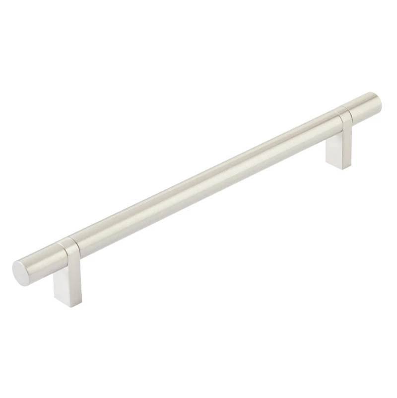 Emtek - Select Cabinet Pull 8'' C-C, Rectangular Bar Stem US15, Smooth Bar US15 - Satin Nickel,Satin Nickel