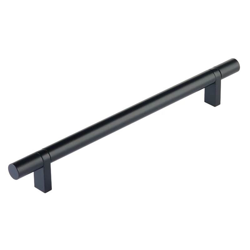 Emtek - Select Cabinet Pull 8'' C-C, Rectangular Bar Stem US19, Smooth Bar US19 - Flat Black,Flat Black