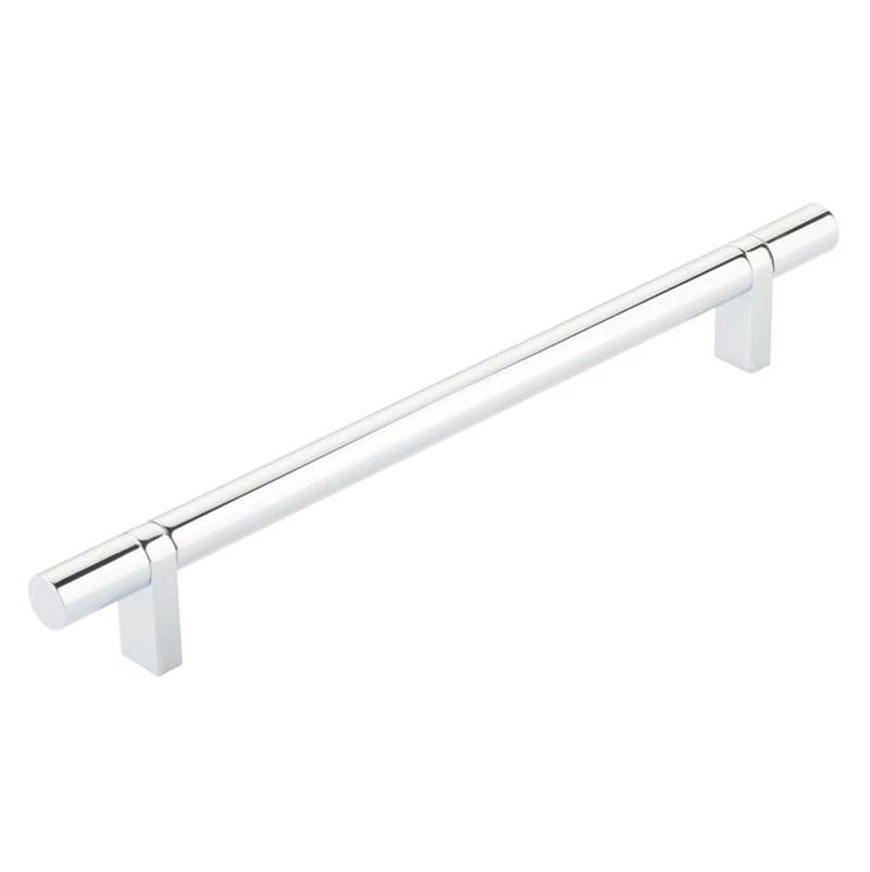 Emtek - Select Cabinet Pull 8'' C-C, Rectangular Bar Stem US26, Smooth Bar US26 - Polished Chrome,Polished Chrome