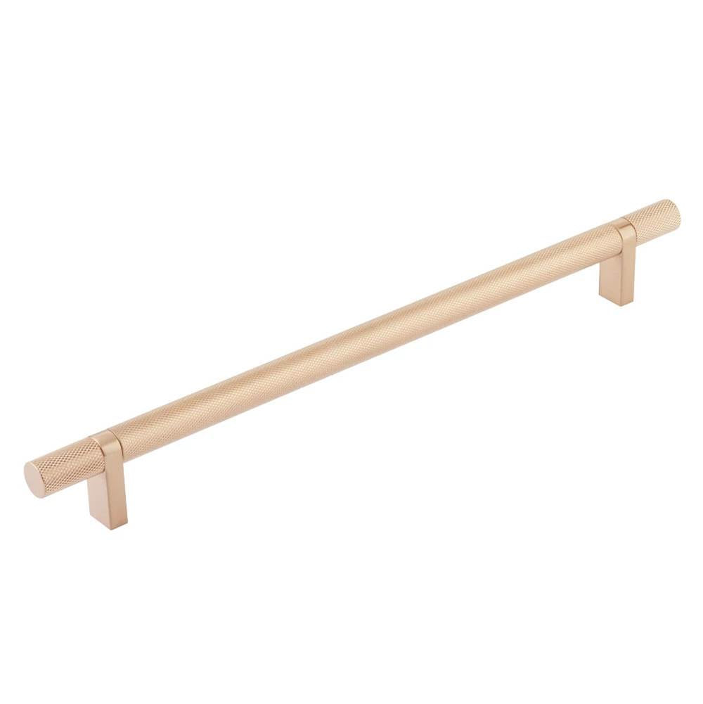Emtek - Select Cabinet Pull 10'' C-C, Rectangular Bar Stem Satin Copper, Knurled Bar Satin Copper - Satin Copper,Satin Copper