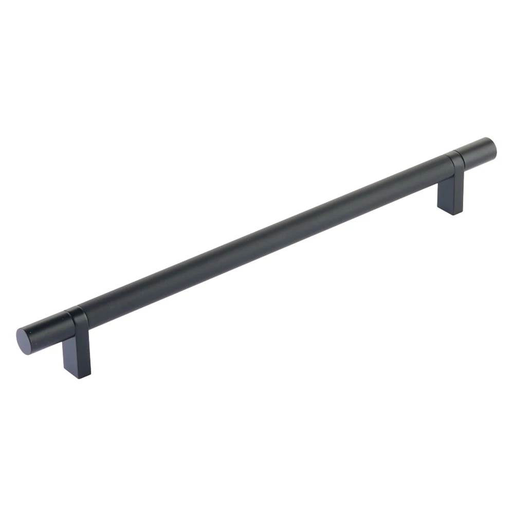 Emtek - Select Cabinet Pull 10'' C-C, Rectangular Bar Stem US19, Smooth Bar US19 - Flat Black,Flat Black