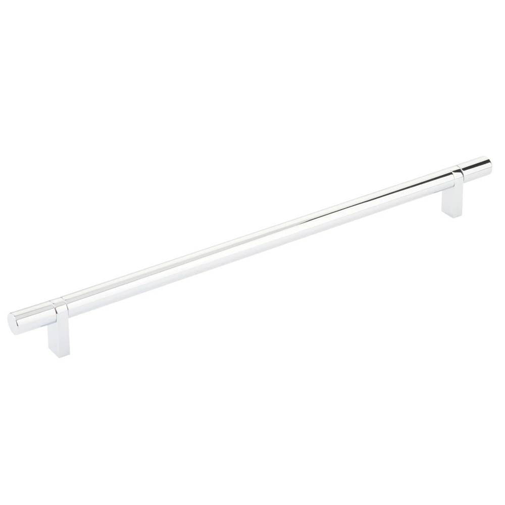 Emtek - Select Cabinet Pull 12'' C-C, Rectangular Bar Stem US26, Smooth Bar US26 - Polished Chrome,Polished Chrome