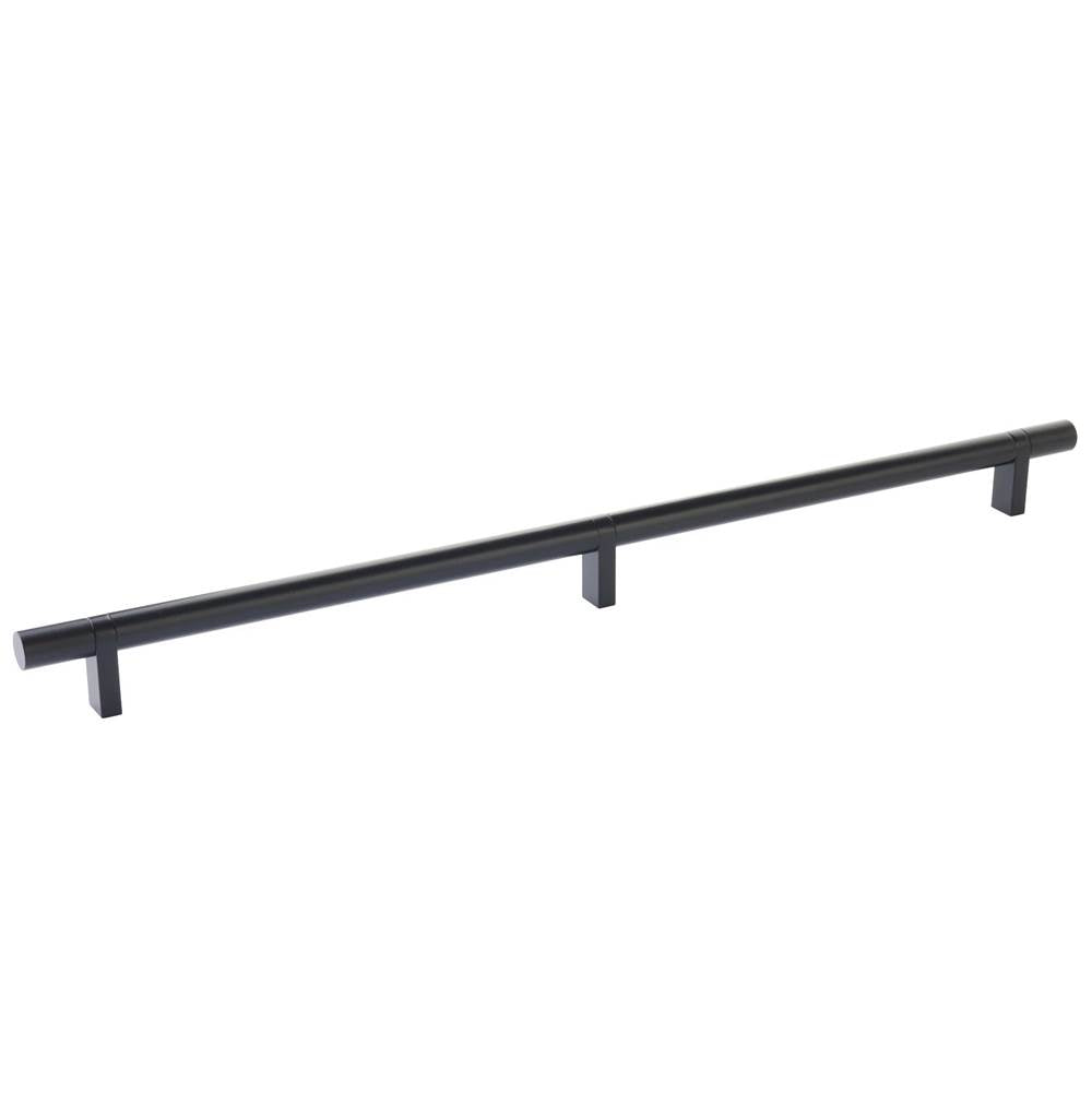 Emtek - Select Cabinet Pull 16'' C-C, Rectangular Bar Stem US19, Smooth Bar US19 - Flat Black,Flat Black