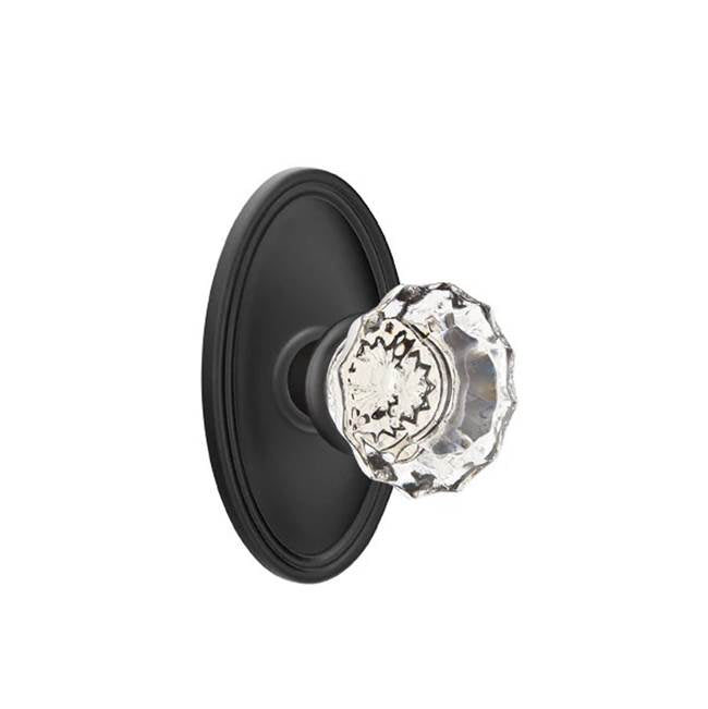 Emtek - Privacy, Oval Rosette, Astoria Crystal Knob, US19 - Flat Black
