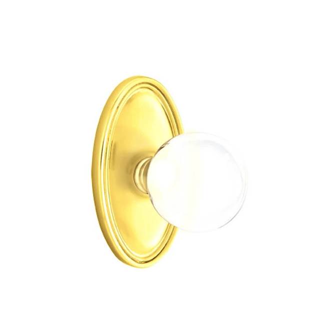 Emtek - Dummy, Oval Rosette, Bristol Crystal Knob, US3NL - Unlacquered Brass