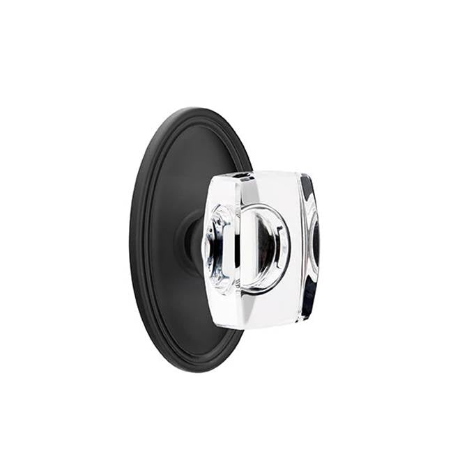 Emtek - Dummy, Oval Rosette, Windsor Crystal Knob, US19 - Flat Black