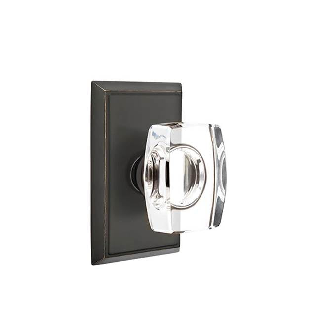 Emtek - Concealed, Privacy, Rectangular Rosette, Windsor Crystal Knob, US10B - Oil Rubbed Bronze