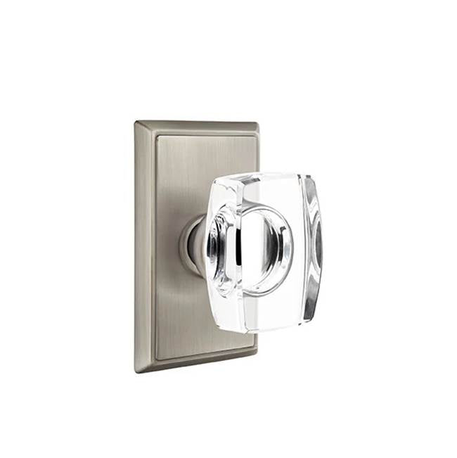 Emtek - Concealed, Privacy, Rectangular Rosette, Windsor Crystal Knob, US15A - Pewter