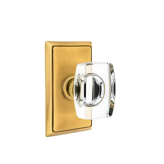Emtek - Concealed, Privacy, Rectangular Rosette, Windsor Crystal Knob, US7 - French Antique
