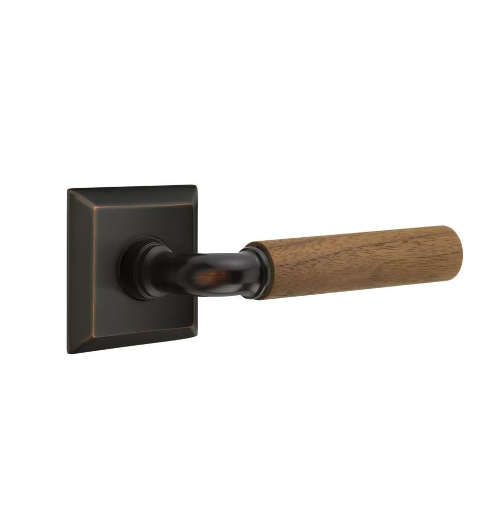 Emtek - Select Privacy, Quincy Rosette US10B, R-Bar Stem US10B, Dark Walnut Handle, RH - Oil Rubbed Bronze