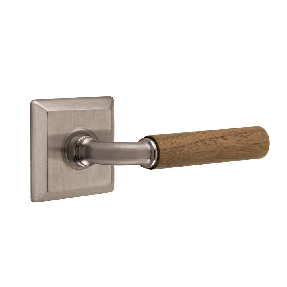 Emtek - Select Privacy, Quincy Rosette US15A, R-Bar Stem US15A, Dark Walnut Handle, LH - Pewter