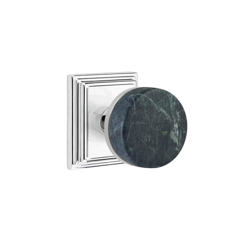 Emtek - Select Passage, Wilshire Rosette US26, Conical Stem US26, Green Marble Knob - Polished Chrome