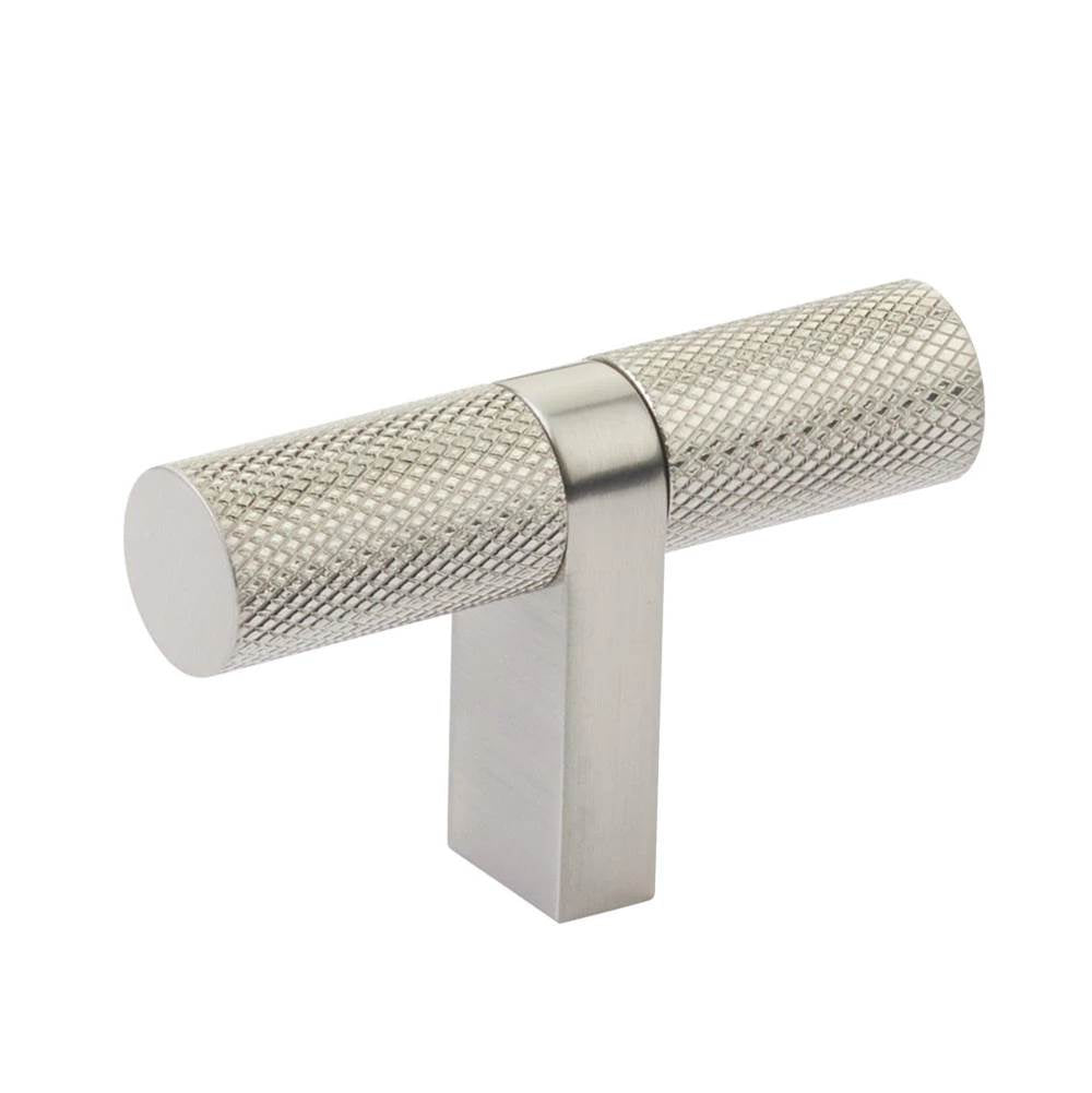 Emtek - Select Cabinet T-Knob 2-1/4'' overall, Rectangular Bar Stem US15, Knurled Bar US15 - Satin Nickel,Satin Nickel