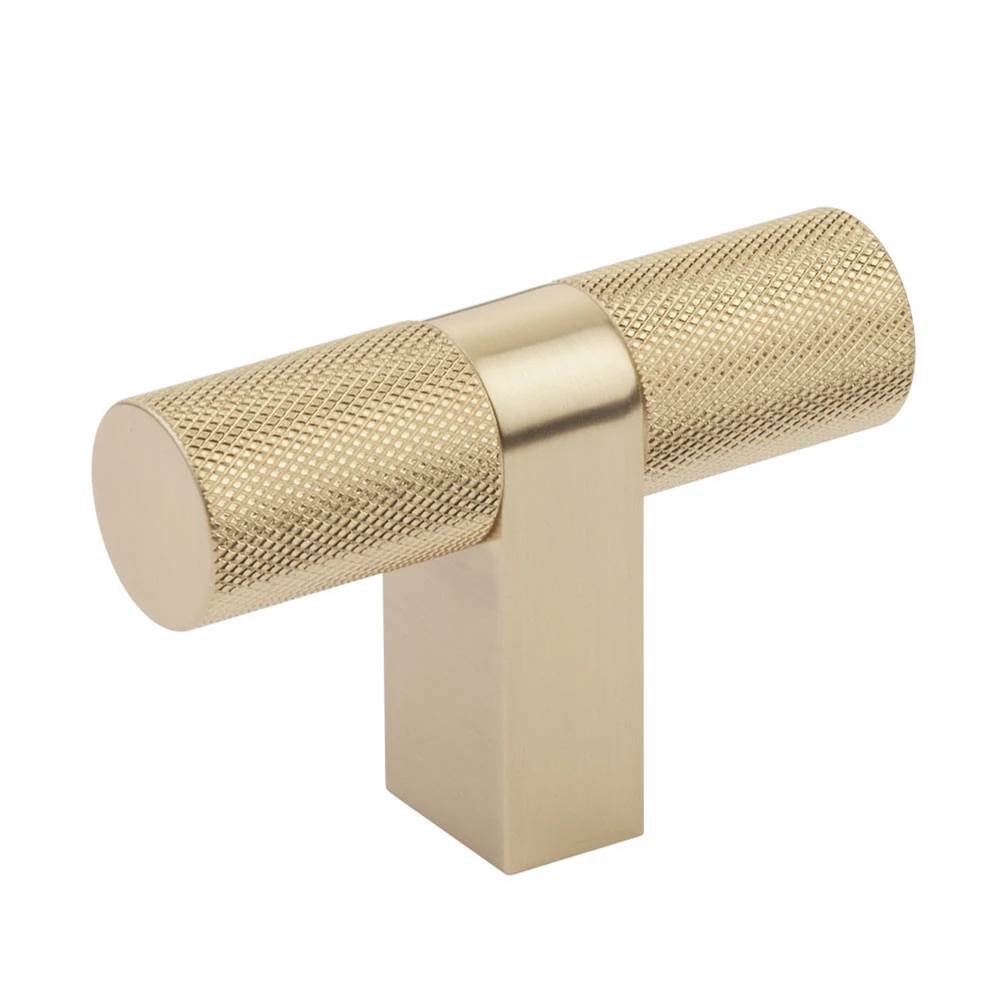 Emtek - Select Cabinet T-Knob 3-1/8'' overall, Rectangular Bar Stem US4, Knurled Bar US4 - Satin Brass,Satin Brass