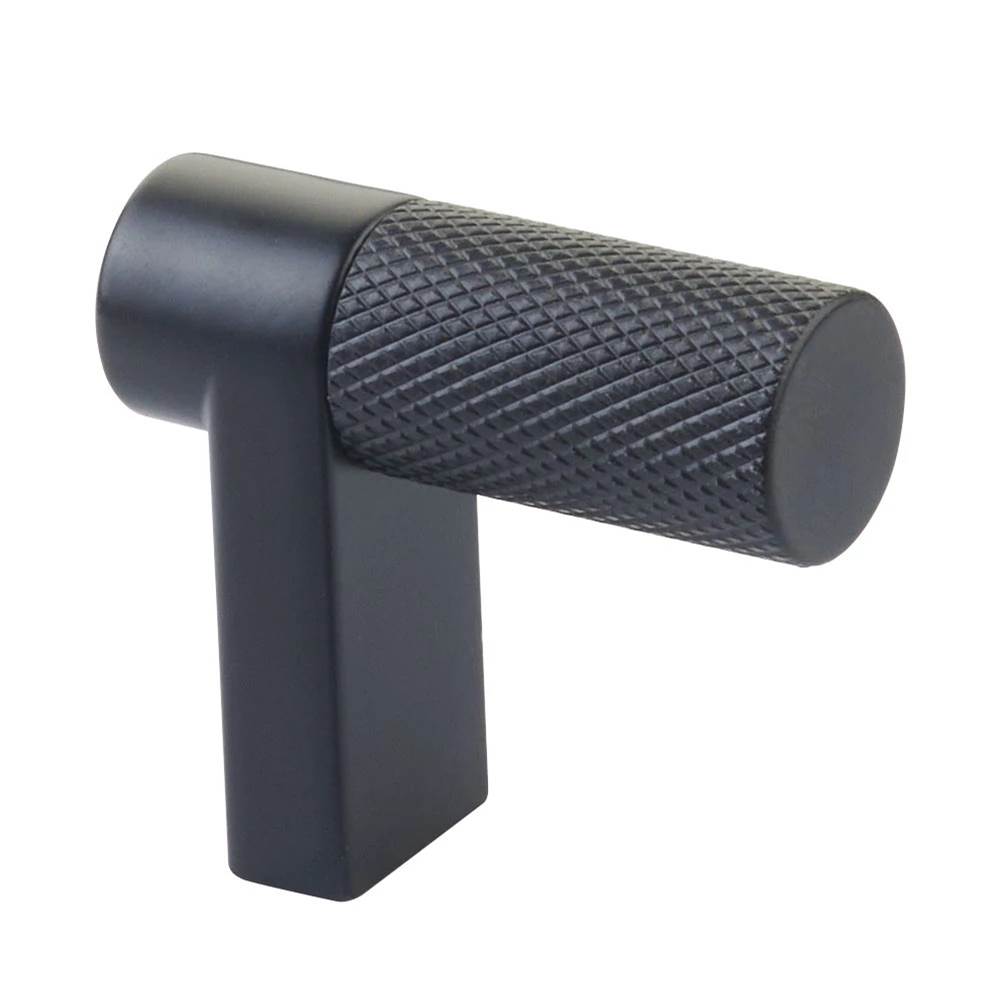 Emtek - Select Cabinet Finger Pull 1-1/2'' overall, Rectangular Stem US19, Knurled Bar US19 - Flat Black,Flat Black