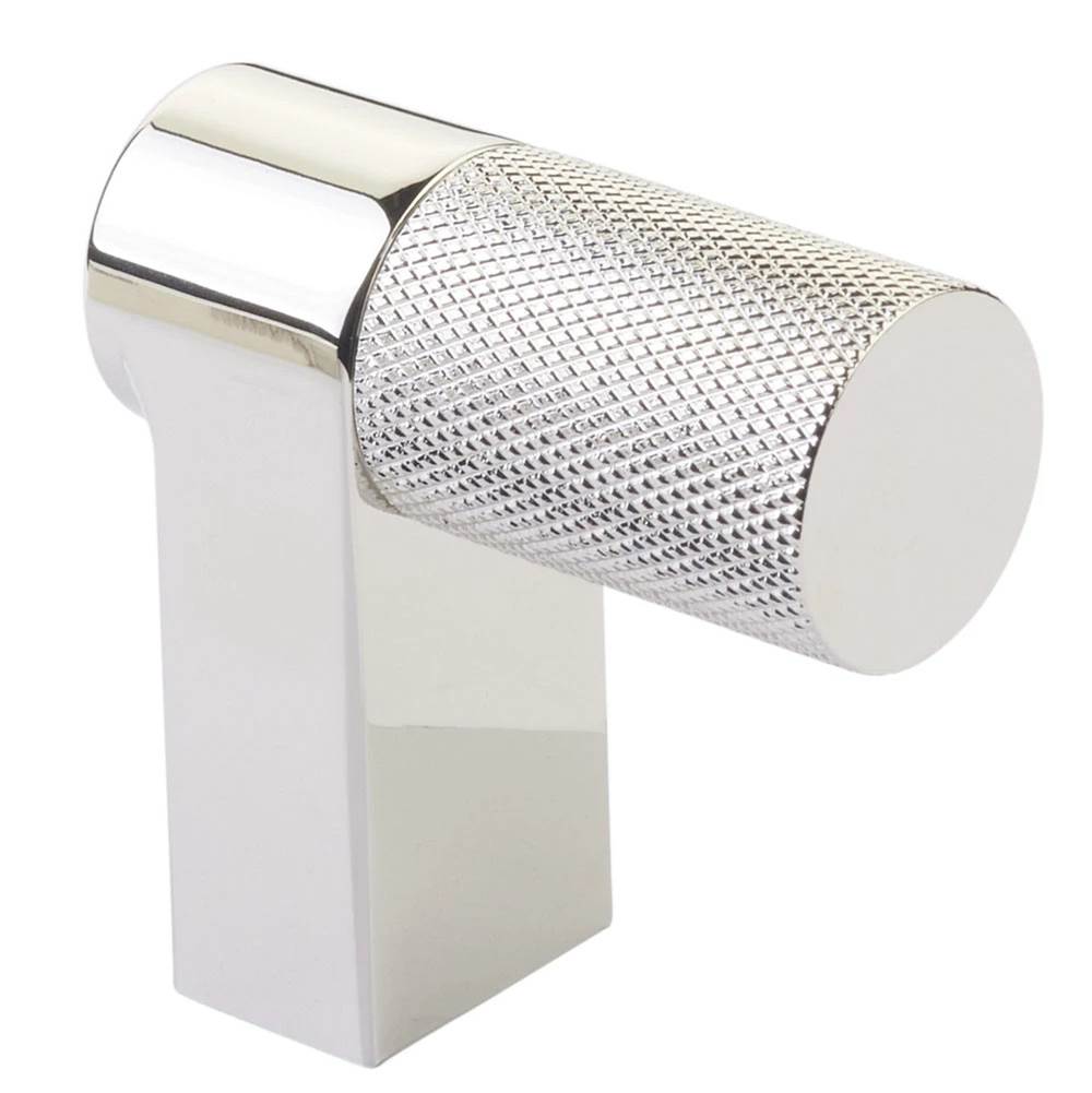 Emtek - Select Cabinet Finger Pull 2'' overall, Rectangular Stem US14, Knurled Bar US14 - Polished Nickel Lifetime,Polished Nickel Lifetime