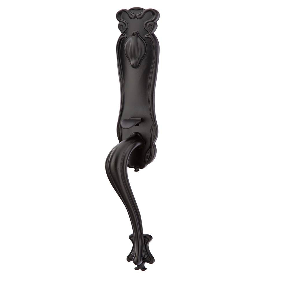 Emtek - Sgl Cyl, Art Nouveau Tub Ent, Medici Lever, LH, FB - Flat Black Bronze Patina