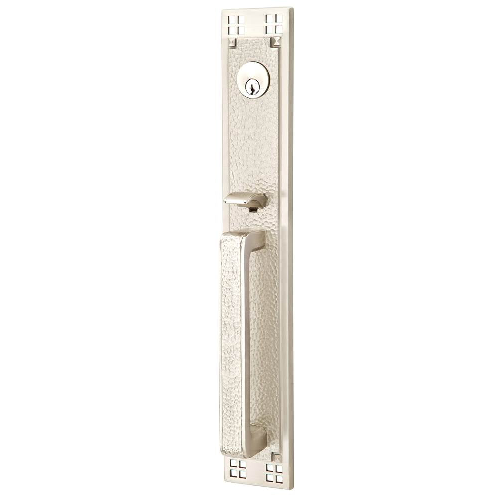 Emtek - Sgl Cyl, Arts and Crafts Full Length Tub Ent, Arts and Crafts Lever, LH, US15 - Satin Nickel
