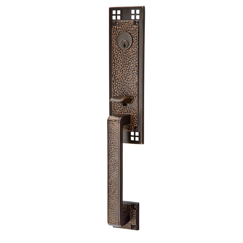Emtek - Sgl Cyl, Arts and Crafts Tub Ent, Arts and Crafts Lever, RH, US10B - Oil Rubbed Bronze