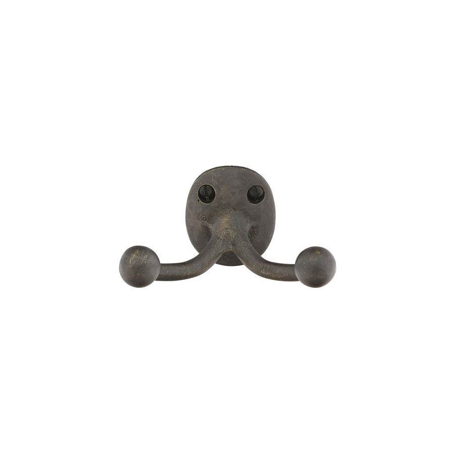 Emtek - Bronze Dbl Hook with plate, TWB - Tumbled White Bronze