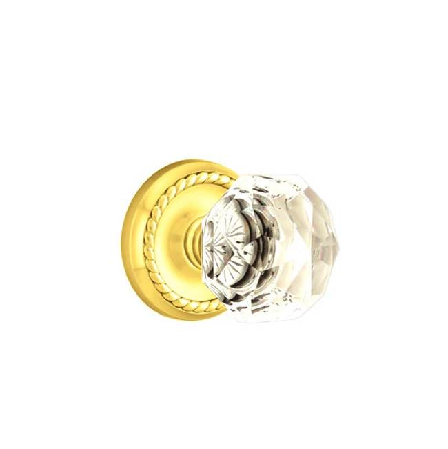 Emtek - Dummy, Rope Rosette, Diamond Crystal Knob, US3NL - Unlacquered Brass
