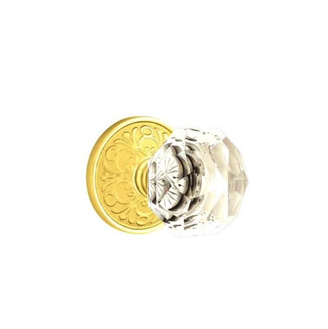 Emtek - Dummy, Lancaster Rosette, Diamond Crystal Knob, US3 Lifetime - Polished Brass