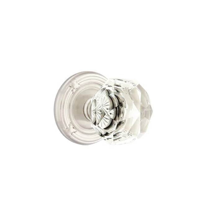 Emtek - Privacy, Ribbon and Reed Rosette, Diamond Crystal Knob, US15 - Satin Nickel