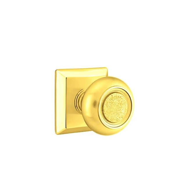 Emtek - Concealed Fastener, Passage, Quincy Rosette, Belmont Knob, US3NL - Unlacquered Brass