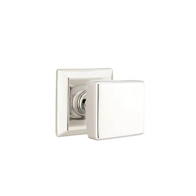 Emtek - Privacy, Quincy Rosette, Square Knob, US14 - Polished Nickel