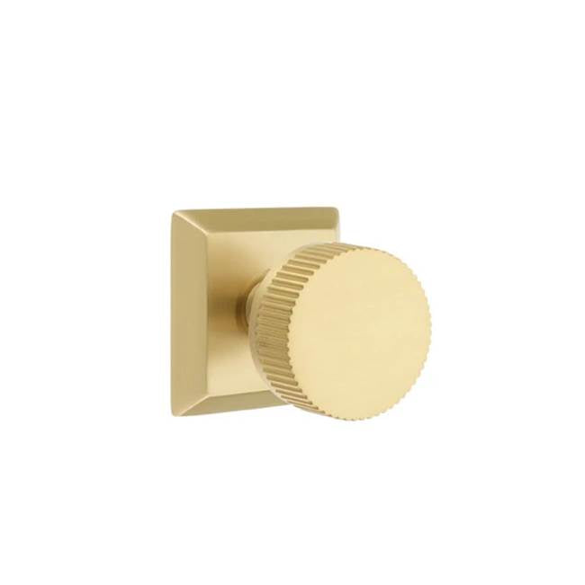 Emtek - Privacy, Quincy Rosette US4, Conical Stem US4, Straight Knurled Knob US4 - Satin Brass