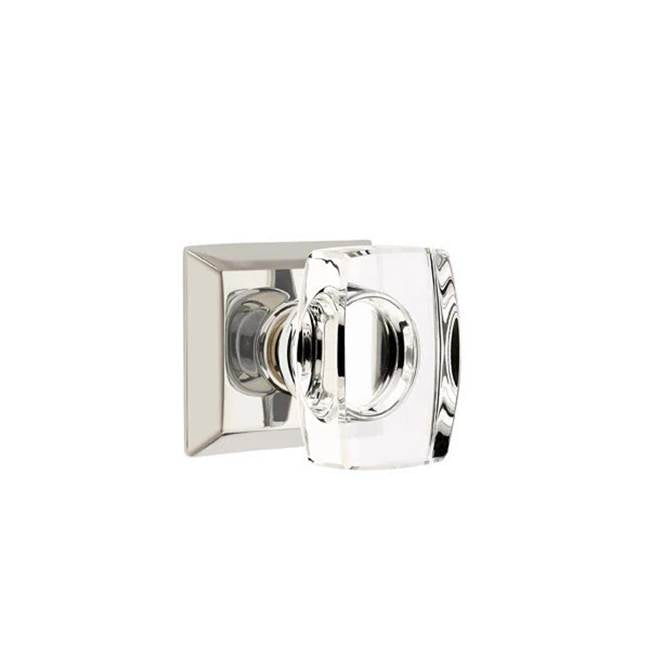 Emtek - Concealed, Privacy, Quincy Rosette, Windsor Crystal Knob, US14 - Polished Nickel