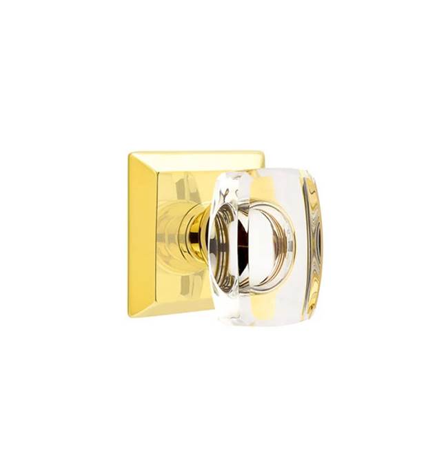 Emtek - Concealed Fastener, Privacy, Quincy Rosette, Windsor Crystal Knob, US3NL - Unlacquered Brass