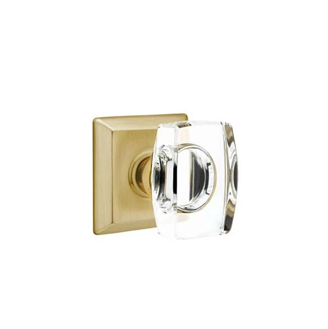 Emtek - Concealed, Privacy, Quincy Rosette, Windsor Crystal Knob, US4 - Satin Brass