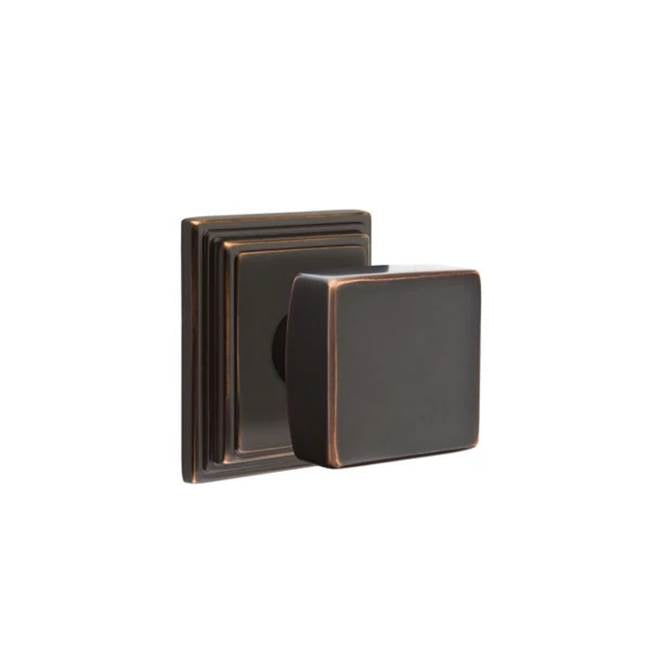 Emtek - Passage, Wilshire Rosette, Square Knob, US10B - Oil Rubbed Bronze