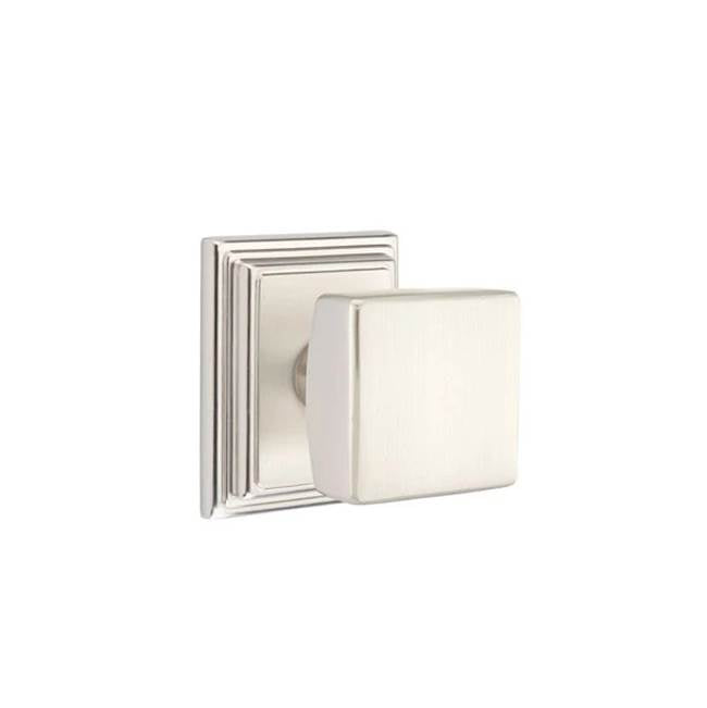 Emtek - Passage, Wilshire Rosette, Square Knob, US15 - Satin Nickel