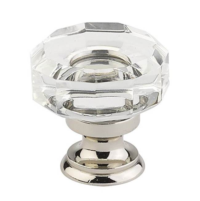 Emtek - Lowell Crystal Knob, Cabinet, 1-3/8'', US3NL - Unlacquered Brass