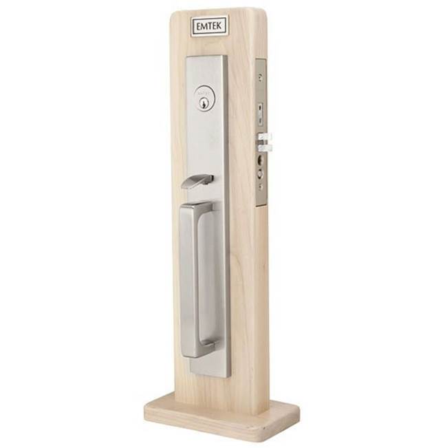 Emtek - Entryset, F20, Lugano Mortise, 2-3/4'' Backset, Poseidon Lever, LH, US3NL - Unlacquered Brass