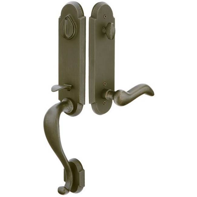 Emtek - Dbl Cyl, Remington Tub Ent, Bryce Lever, RH, TWB - Tumbled White Bronze