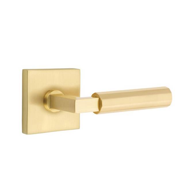 Emtek - Concealed Fastener, Privacy, Disc Rosette US4, L-Square Stem US4, Faceted Handle US4 - Satin Brass