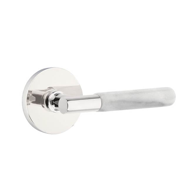 Emtek - Passage, Disc Rosette US10B, T-Bar Stem US10B, White Marble Handle, RH - Oil Rubbed Bronze